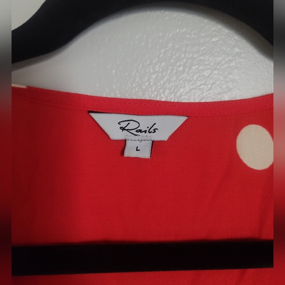 Rails Madison Scarlet PolkaDots Mini Wrap 100% Rayon dress Size L - Picture 12 of 16